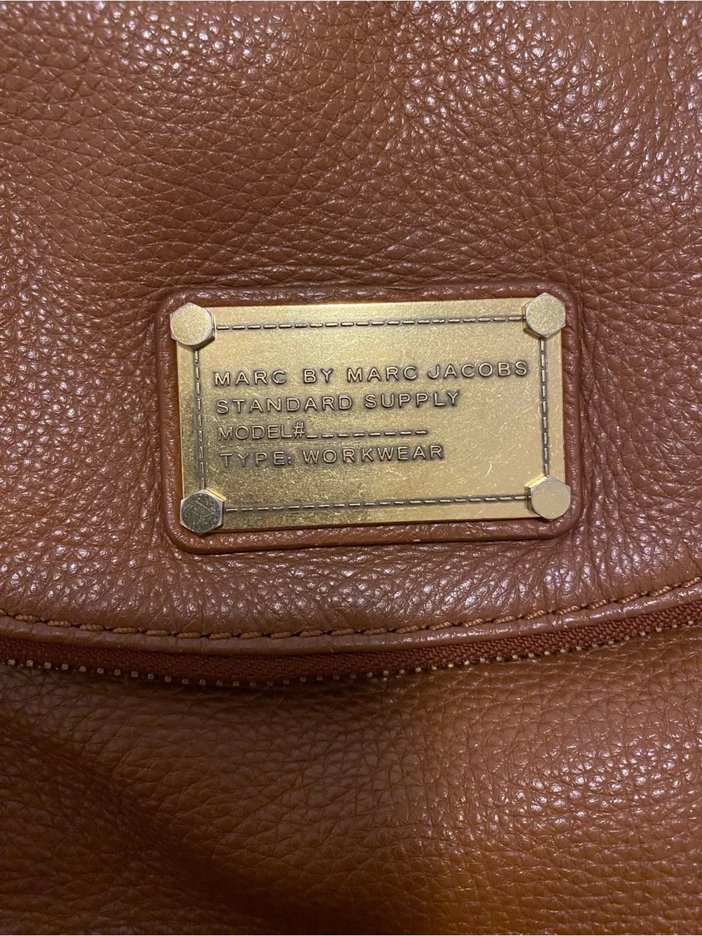Marc by Marc Jacobs Tan Pebbled Leather Crossbody with Gold Plaque